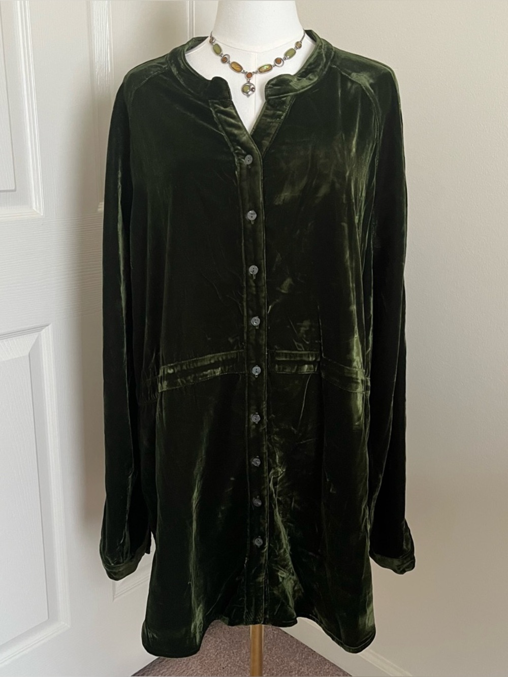 Natural Life Forest Green Velour Dress Womens Size L Boho Fairy Whimsigoth